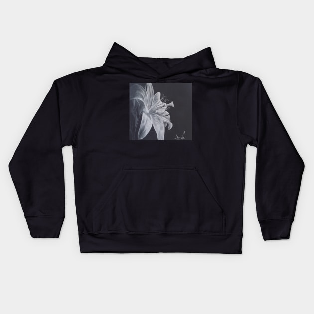 Flower charcoal drawing Kids Hoodie by nghoangquang